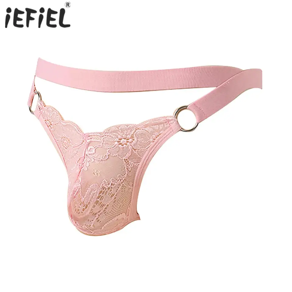 Pánske nohavičky sissy g-string sexy spodná bielizeň Sexy spodná bielizeň s nízkym pásom O-krúžkové čipkové puzdro THONG U-BACK BACK BUDE FLAUNTING FUN Underpants