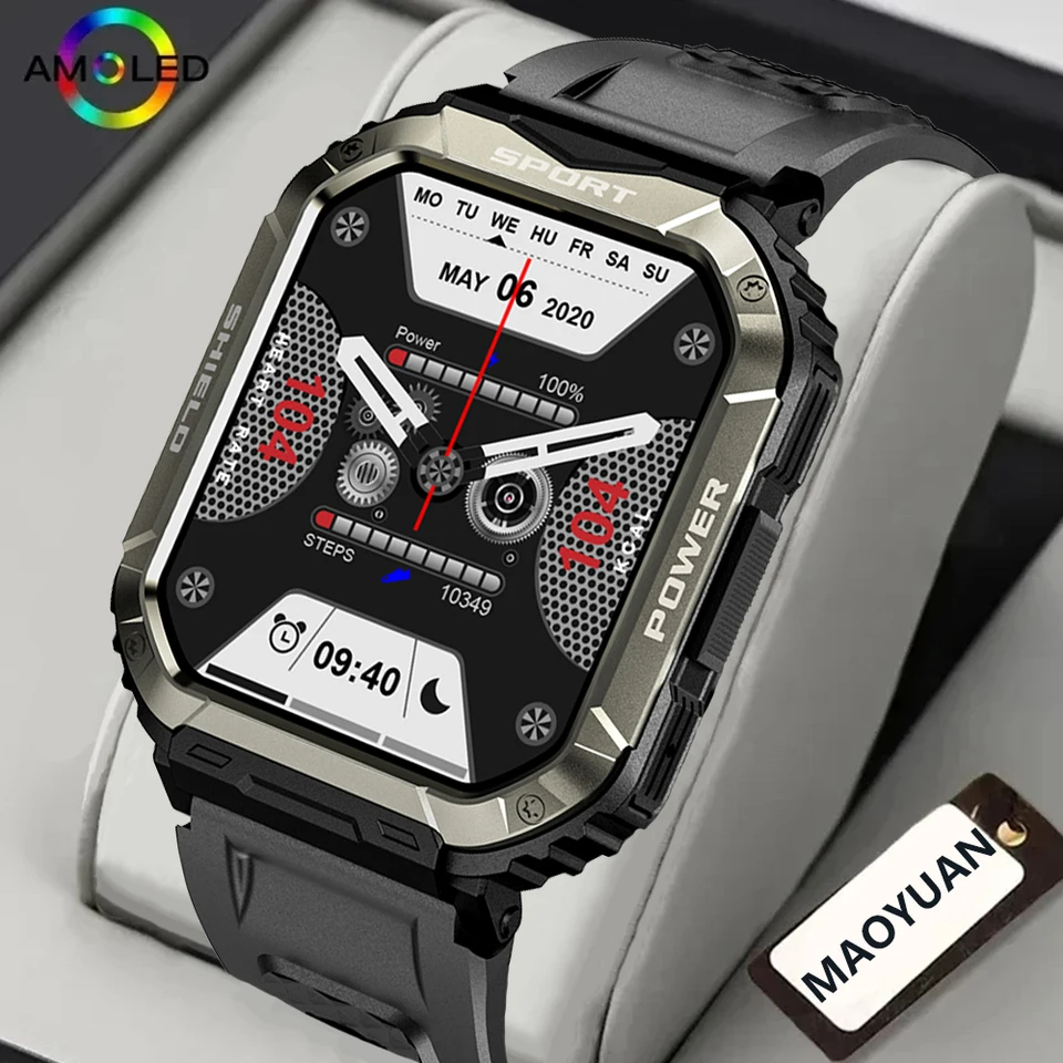 Pánske nové inteligentné hodinky HD Bluetooth Call Smart Watch Vojenský vzhľad Športové meranie kyslíka Chip Smart Watch 2024
