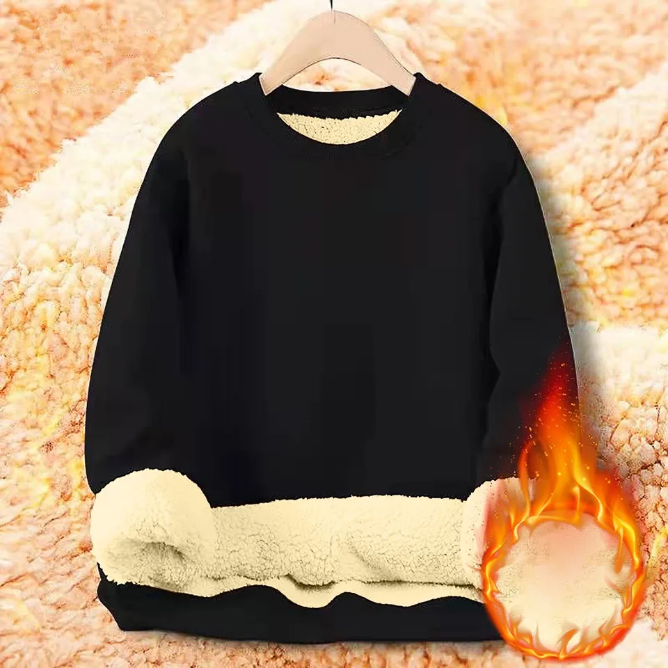 Pánske nové zimné teplé fleece lemované tričko Hrubý posádka krk Solid Basic Pullover mikina tepelného comf spodná bielizeň