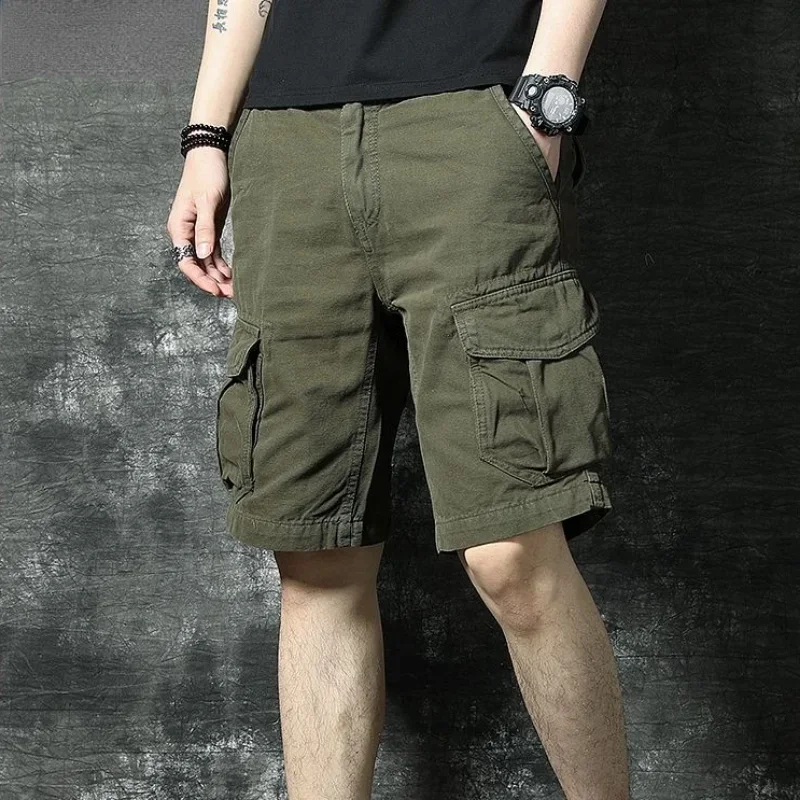 Pánske nákladné kraťasy Hald Solid Bermuda Krátke nohavice pre mužov bojovať Strech Strech Jogger Streetwear Comfort Heavy Trend Populárny