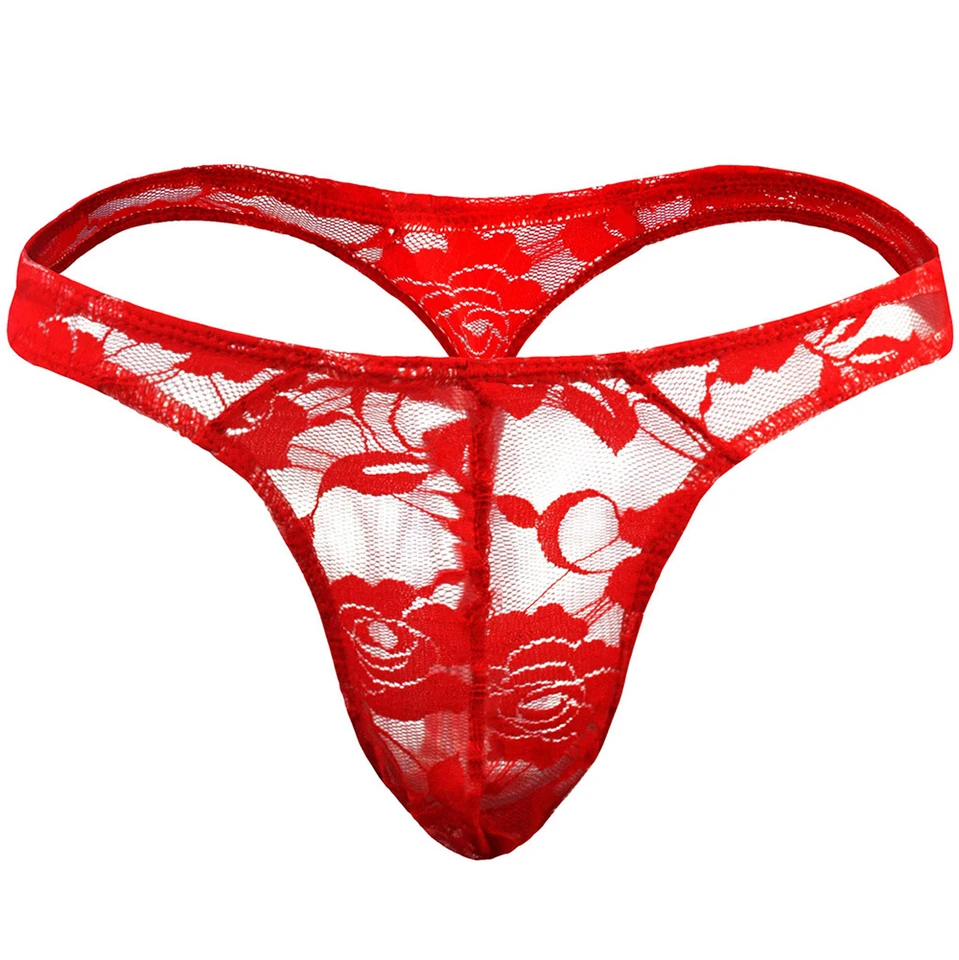 Pánske nízko pásové tangá G-String Briefs Lace číre spodné prádlo Mäkké vrecko spodnú bielizeň