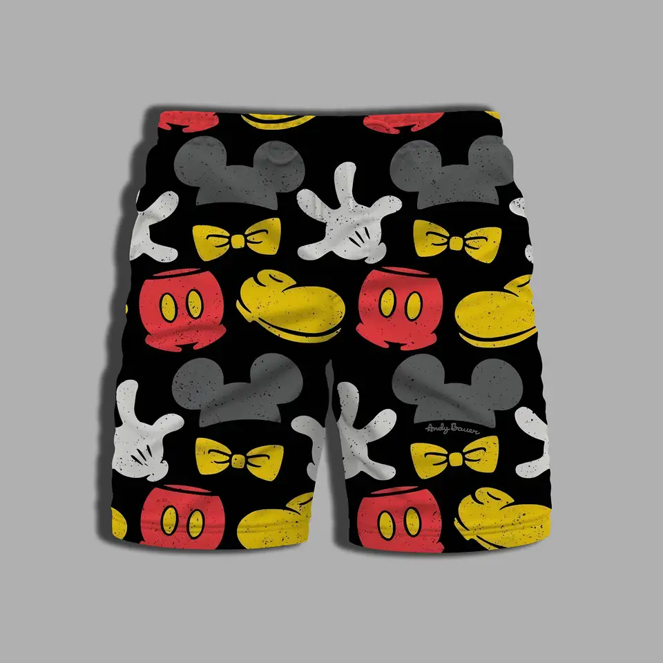 Pánske oblečenie pláže tlač Mickey Summer Disney celé plavky Mužské kraťasy pre ženy plavky Man Gym Minnie Mouse nohavice