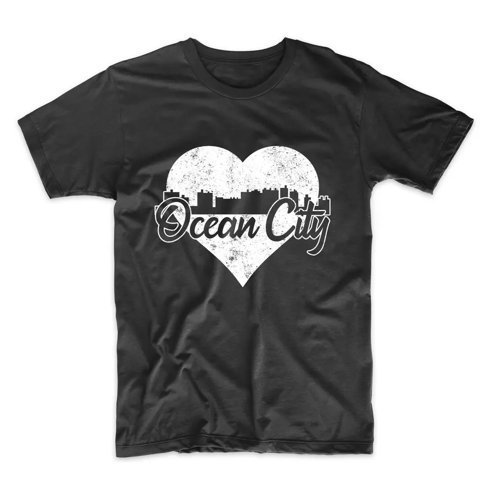 Pánske oceánske mesto tričko retro Maryland Skyline Heart