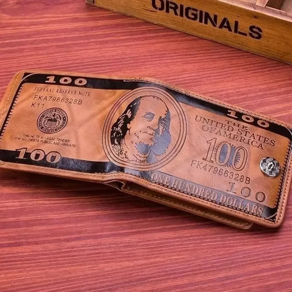 Pánske peňaženky so 100 US Dollar Patternwallet Male Leather Walot Photo karta držiak na veľkú kapacitnú peňaženku kabelku