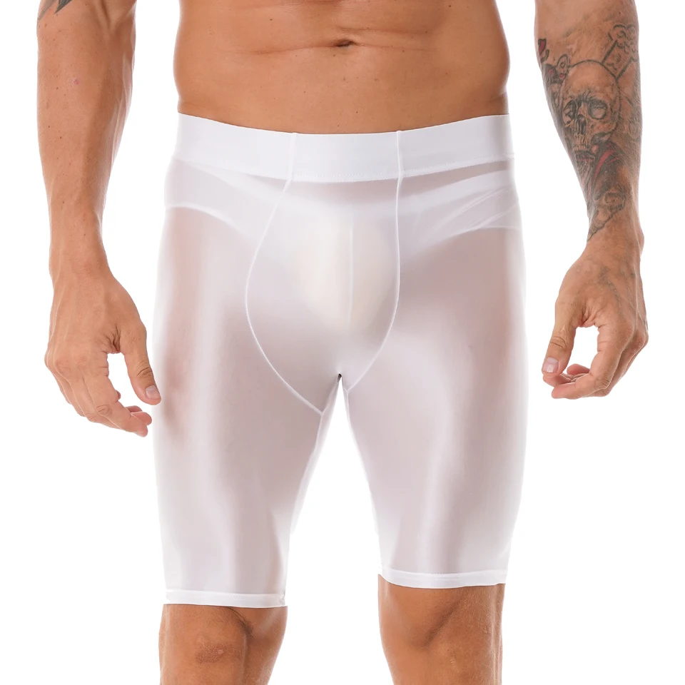 Pánske plavky lesklé masívne farebné kraťasy plavky Sports Sport Fitness Gym Elastic pas surfing surfing krátke legíny