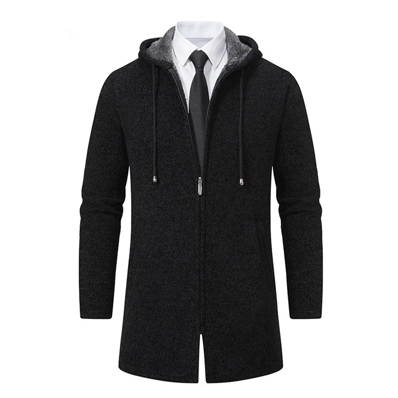 Pánske pletené kapucňové kapucňu Casy Fleece Coat Slim Fit Jeseň a zimná nová bunda Coat Pánske sveter
