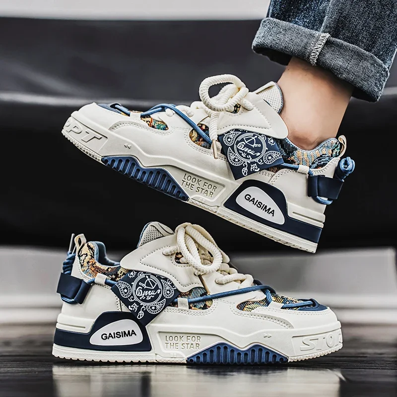 Pánske priedušné 2024 Jeseň Nová položka Niche Design Board Shoe Sports and Leisure hrubé solované biele trendy topánky