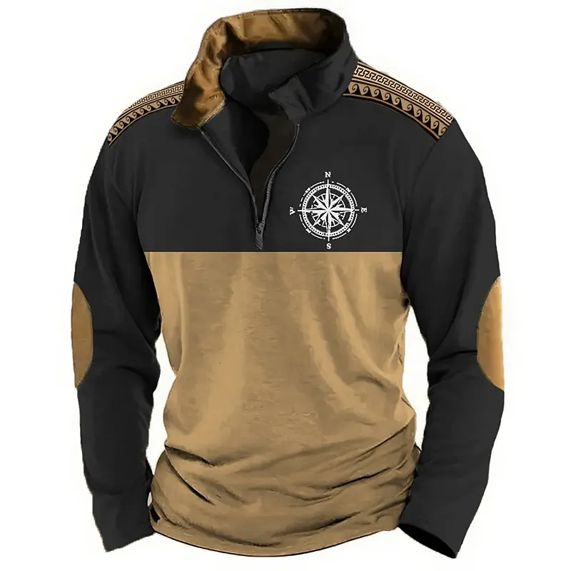 Pánske príležitostné módne retro štýl Half Zipper s dlhým rukávom Sportswear Jeseň Streetwear Príležitostný stojan Golier voľný hip-hop2024