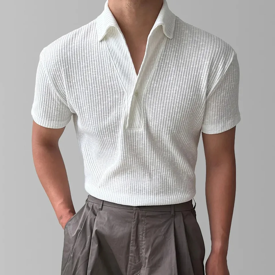 Pánske pólo vlákno elastické pevné farebné spodné košeľa Jeseň Casy Sports Fitness ukazuje svalové americké top mužské oblečenie unisex