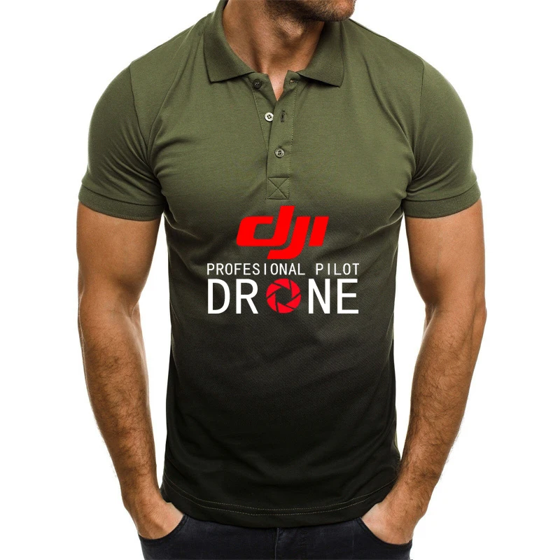Pánske rukávy Dji Drone Pilot Logo tlač Pánske tričko Tričko Letné gradienty tričká módne hiphop hurajuku mužská značka tričko Tee