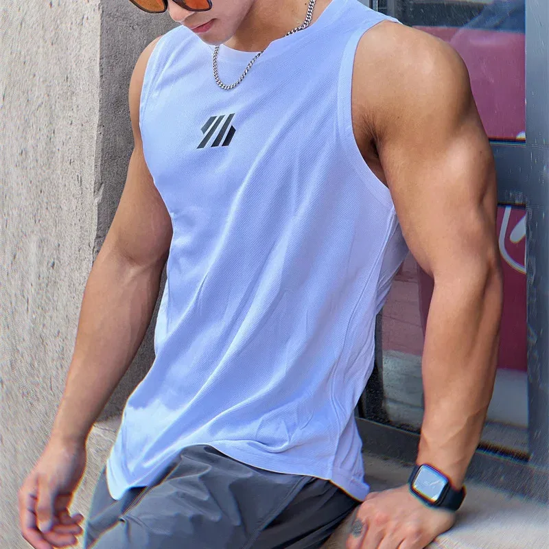 Pánske rýchle suché topánky Tank, Breathableose Fitness T tričko, Šport Casual Frafness Bez rukávov Top letné letné mužské výcvik