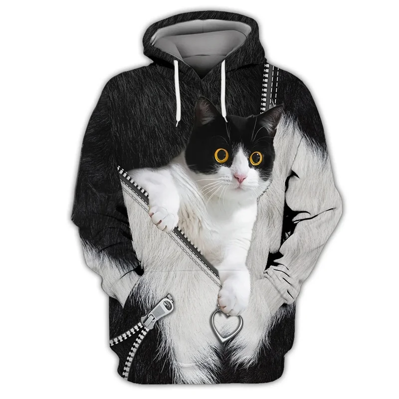 Pánske s kapucňou 3d Kawaii Cats Grafická tlač Príležitostné mikiny sviatky Prázdniny Odchádzajúce jesenné oblečenie Harajuku nadrozmerné mikiny