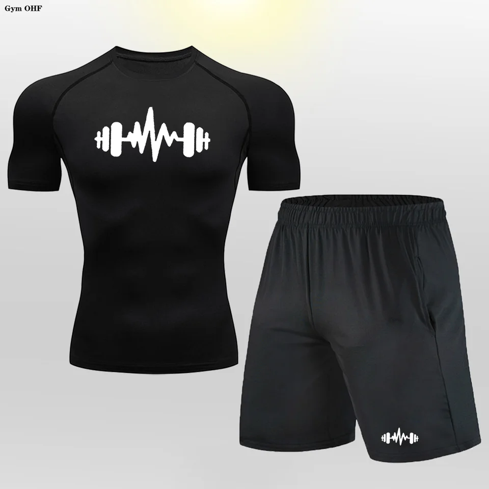 Pánske set krátke rukávy krátke tričko Rýchlo sušenie telocvične Stričné ​​fitness séria Anime Print Téma Training Box Running Comfort Comfort
