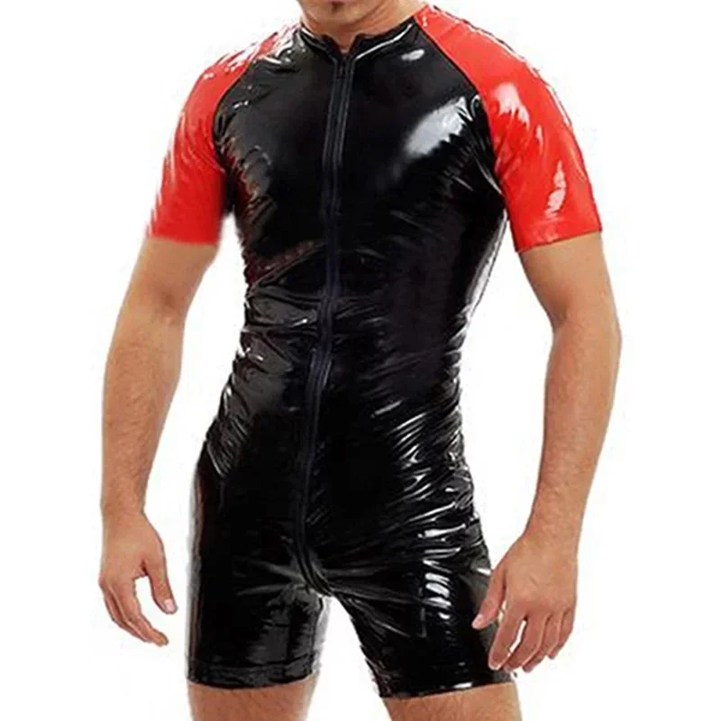 Pánske sexy otvorené rozkroky lesklé kožené mačky pre sex erotický puzdro lesklý latex Bodycon Crotchless bez mužského pvc kožená kombinéza SE l