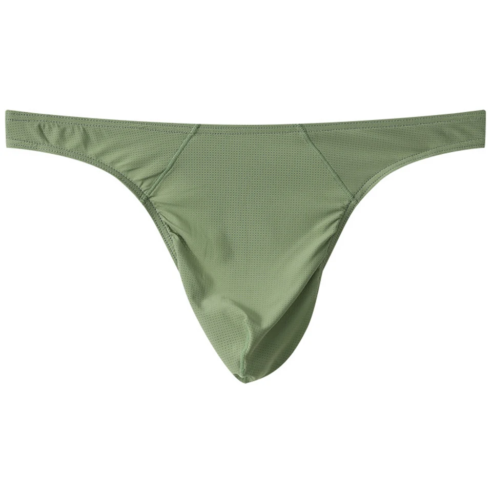 Pánske sexy ľadové hodvábne g-string režisér s nízkym pásom U konvexné vreckové nohavičky Mužské spodné prádlo