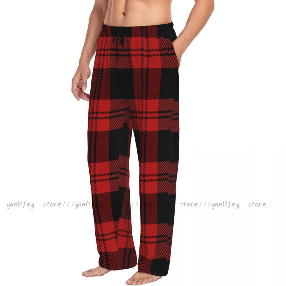 Pánske spánkové oblečenie voľné spánkové nohavice pyžamy tartan kock