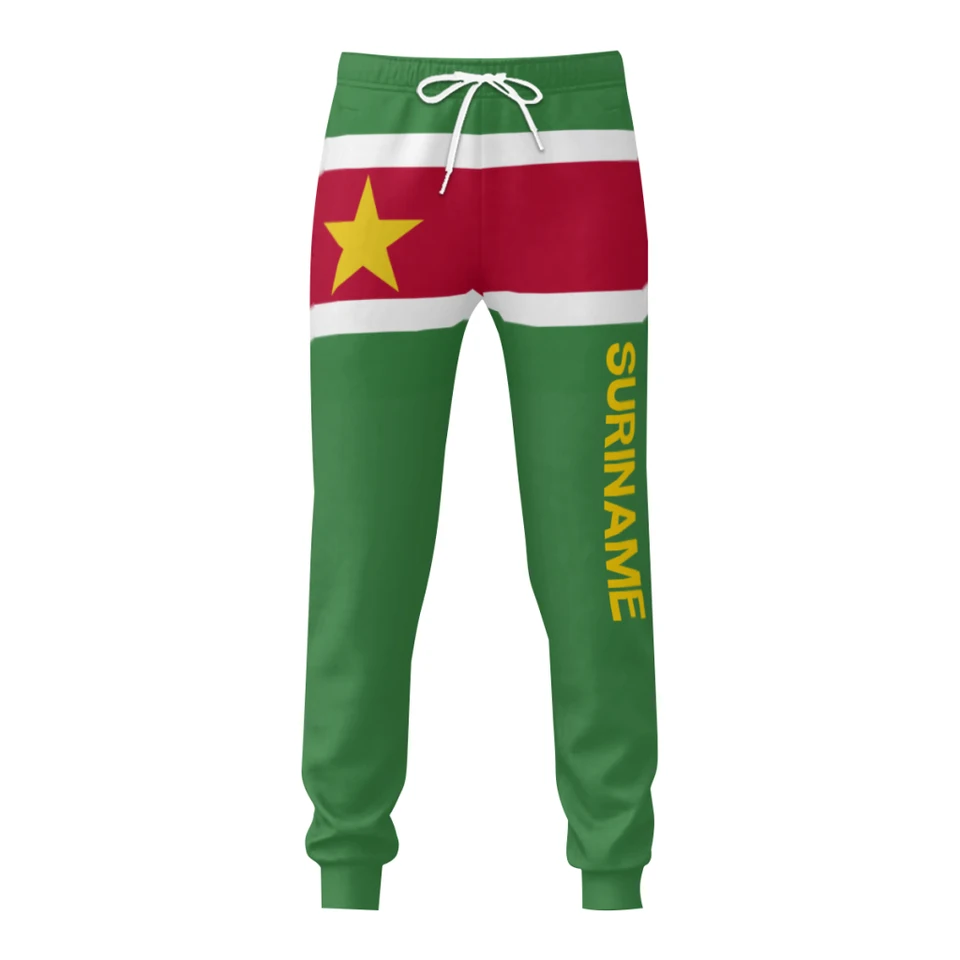 Pánske tepláky suriname vlajkové nohavice s vreckami joggers futbalový futbal Multifunkčný športový pot s šnúrkou