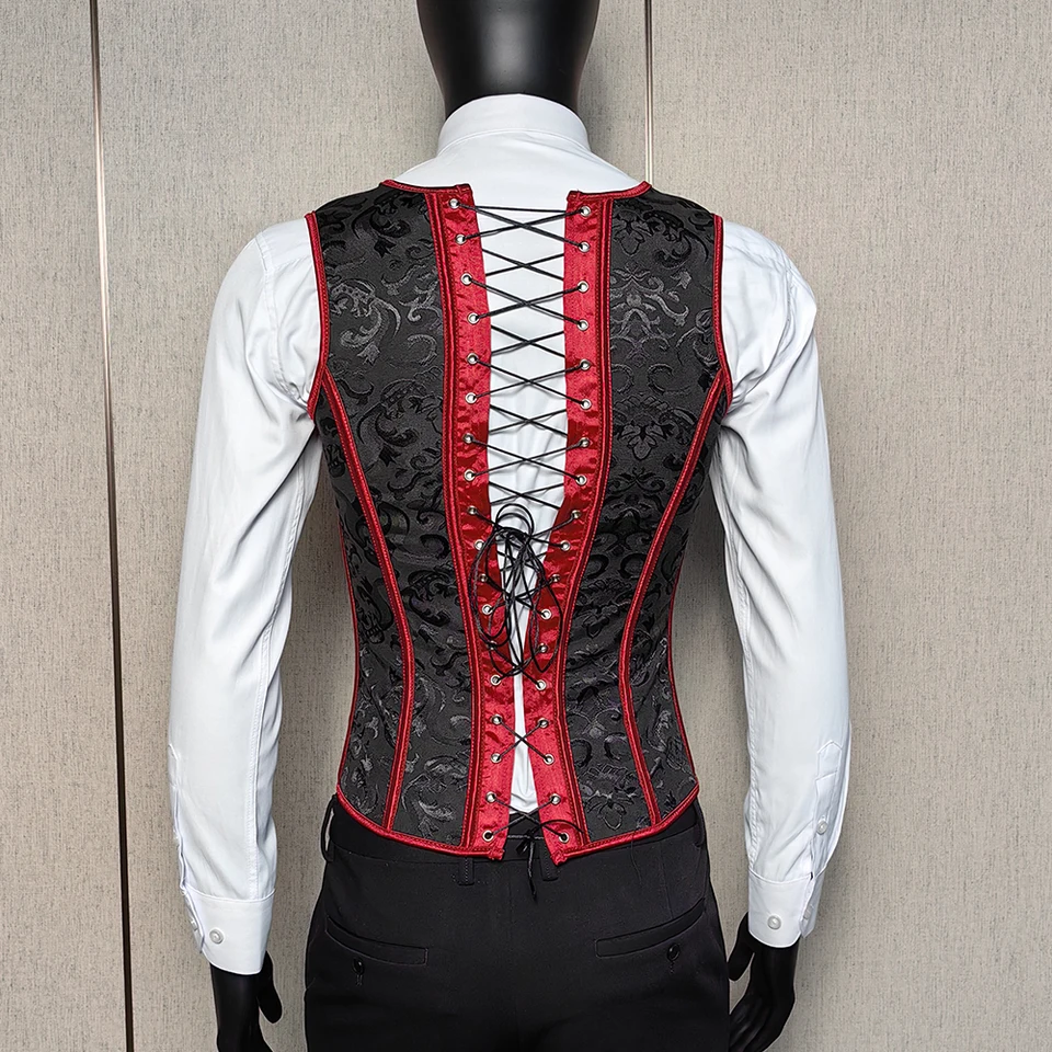 Pánske tesné priliehajúce korzet z chudnutia Vesta v tvare vesty vintage vesty Ploché brucho Kvetinové výtlačky šnurované XS na 5xl