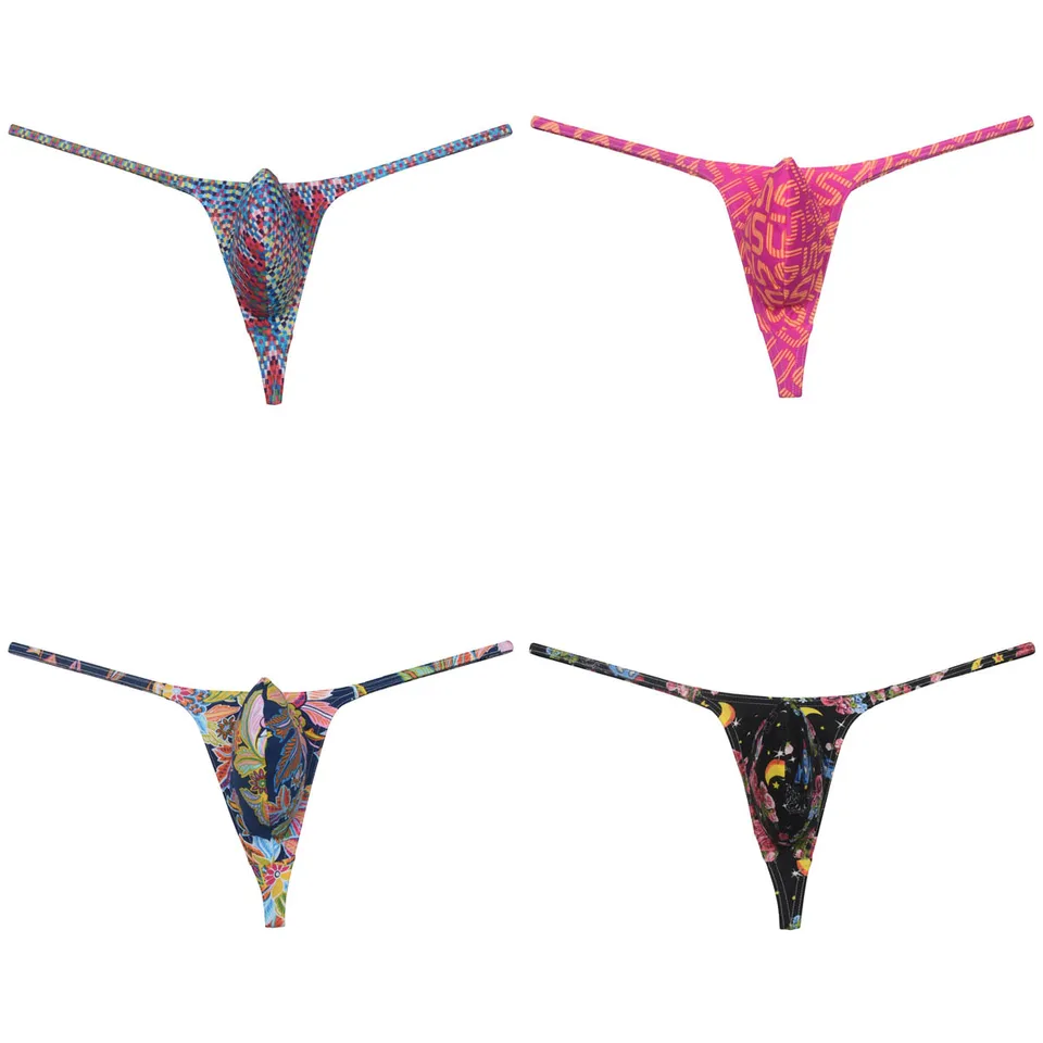 Pánske tlačené g-string Mini plávanie Režiséry Podporné vrecko T-Back Bikini Bikini Plavky Plaviek priedušné ultratenké struny mäkké spodná bielizeň