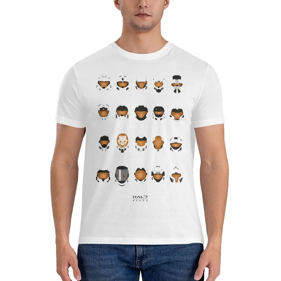 Pánske tričko dosahujú spartan prilby vtipné 100% bavlnené odpaliská s krátkym rukávom H-Halo T tričko okrúhle goliere 4xl 5xl