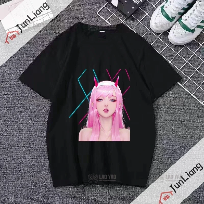 Pánske tričko Harajuku Sexy seniori milujú hentai čierne tričko s krátkym rukávom Streetwear unisex oblečenie top y2k
