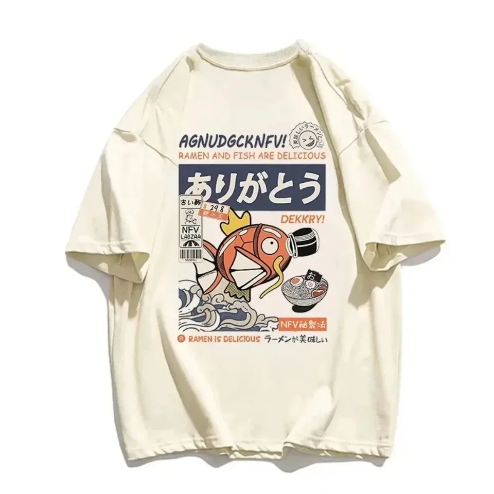 Pánske tričko Magikarp Vytlačené tričko s krátkym rukávom Summer Japonec Kanji Funny Fish Street Tričko s nadmerným tričkom TEE Men oblečenie