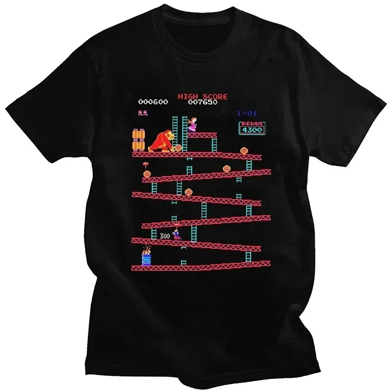 Pánske tričko s krátkym rukávom, retro štýl, Donkey Kong, arkádové hry, leto, super pohodlné chladné priedušné rýchle suché suché