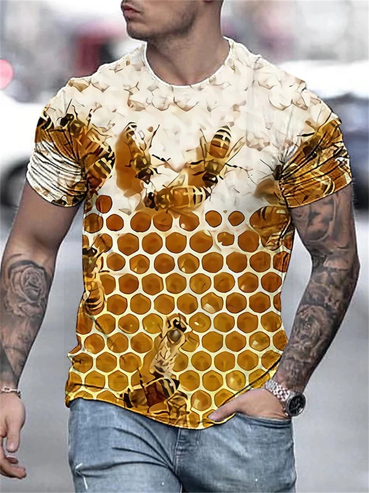 Pánske tričká 3D tlače roztomilé včelie vzory Tops Tops Nové v lete Detské detské ulice módne nadmerne nadmerne