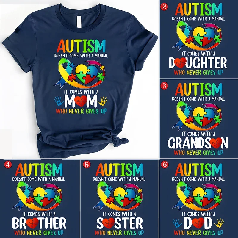 Pánske tričká Autizmus Autizmus Mama Otec Obliekanie Autizmus Awareny Rodinné tričká s krátkym rukávom Rodinné oblečenie Unisex Tees
