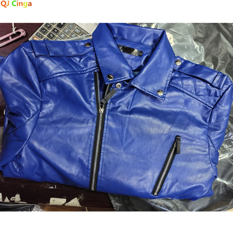 Pánske vetrproty PU kožené motorky Conyber Castle Cast Coat Male Tops Tops Vrchol v červeno Brown Blue Black veľkosti S-4XL 5XL Nový 2025