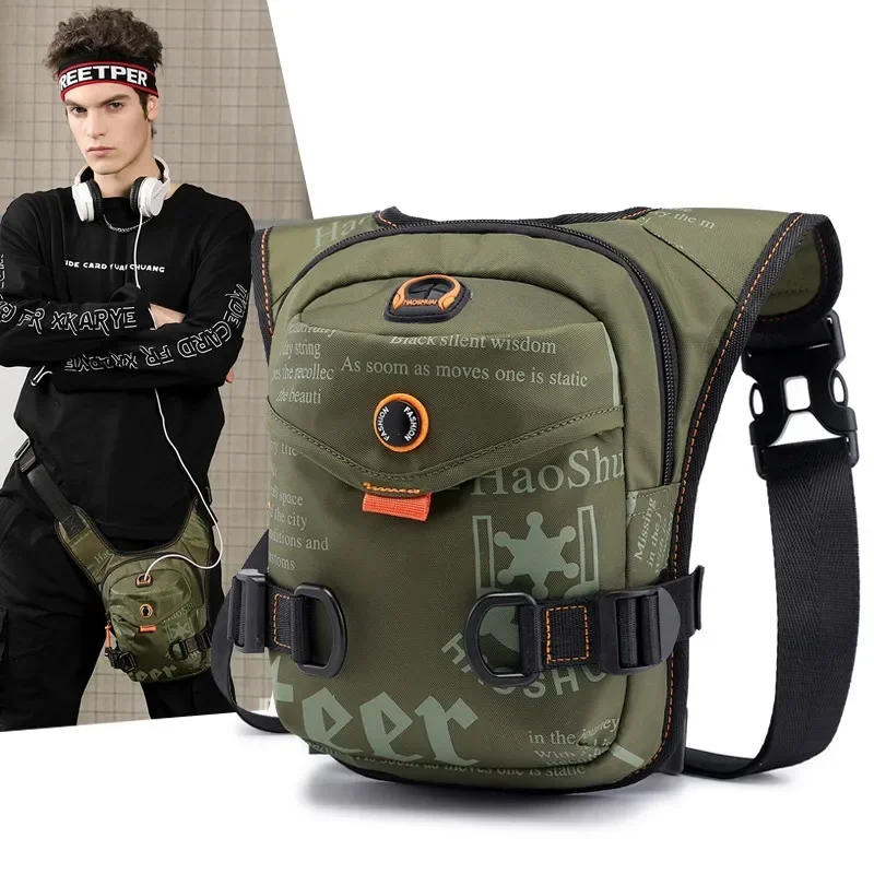 Pánske vodotesné nylonové vrecká na nohy kvapky bedra Bum Belt Bag Pás Fanny Pack Boy Cestovanie jazdec na motocykli kabelka