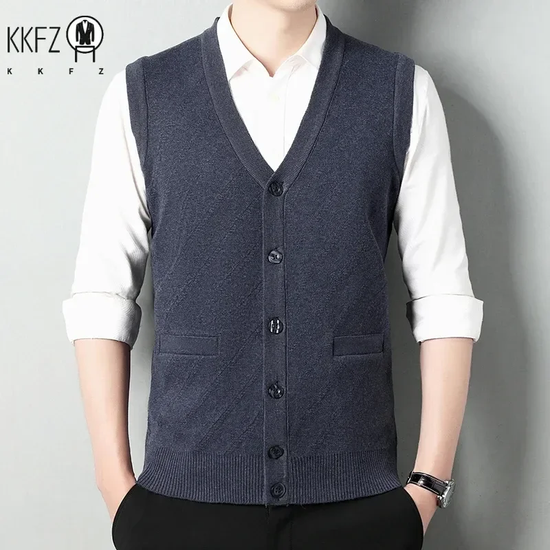 Pánske zahustené príležitostné sveter Tank Top Autumn a Winter Warm Pánske top