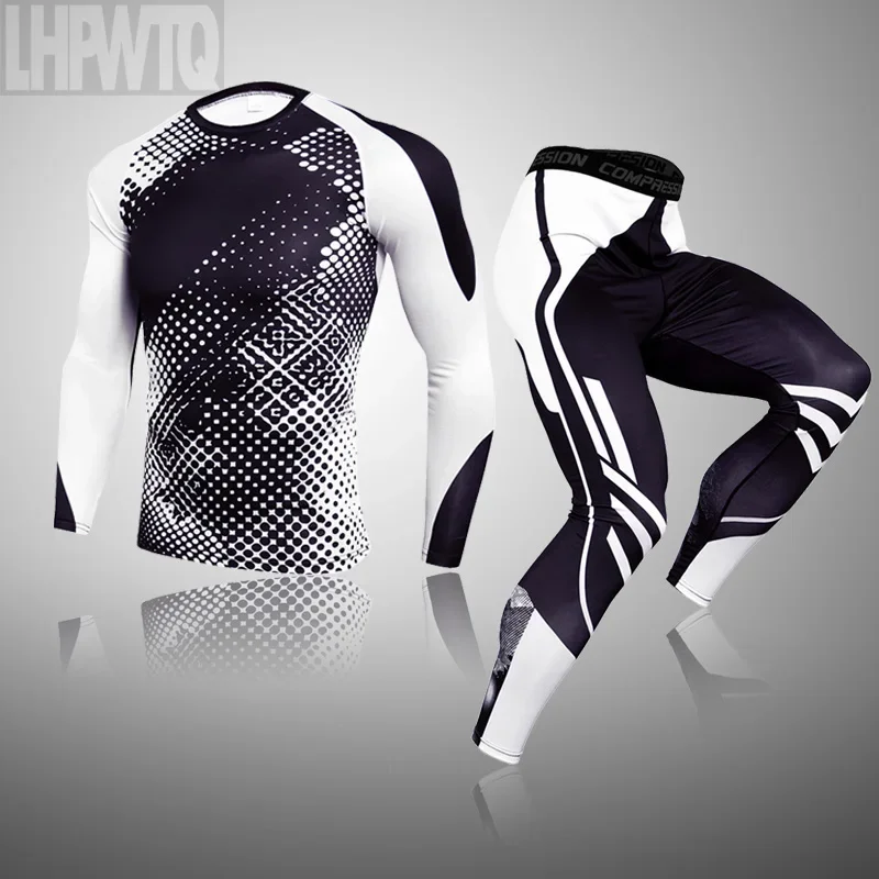 Pánske zimné dlhé Johns Compression Suit Thermal Underwear Sety Running Jogging Sport Sport s dlhým rukávom nohavice Trasksety