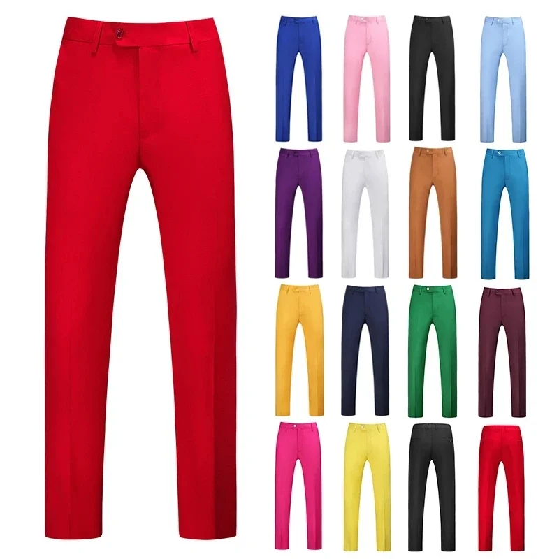 Pánske čisto farebné okupácie Slim Fit Dress Office Pohybky pánske šaty Formálne obleky nohavice ležérne pre mužov