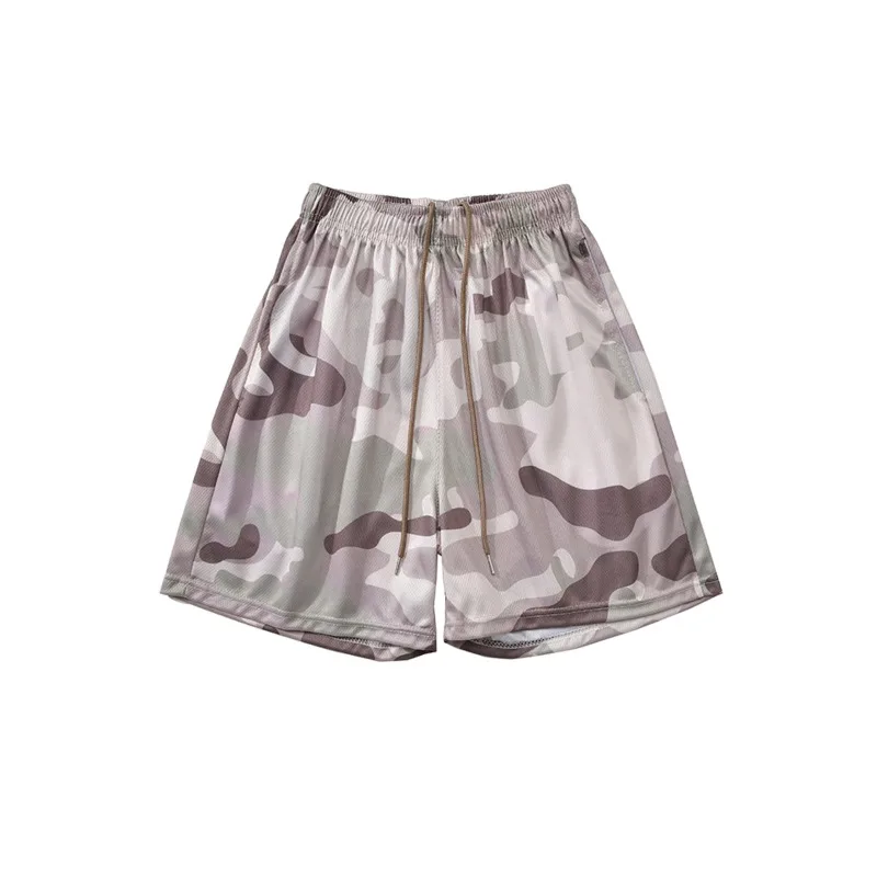 Pánske šortky americký štýl Camouflage Graffiti 5-palcové nohavice Kórejské príležitostné športové široké basketbalové basketbalové lýtkové buchty Gym Male Clothes