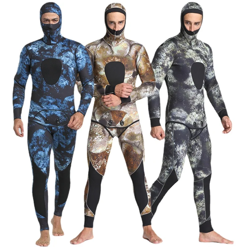 Pánsky 5 mm SCR plný oblek Camouflage Dvojdielne zostrihové potápačské obleky Surfovanie Snorkel Plaviek Split Suits Combinaison Surf Fear