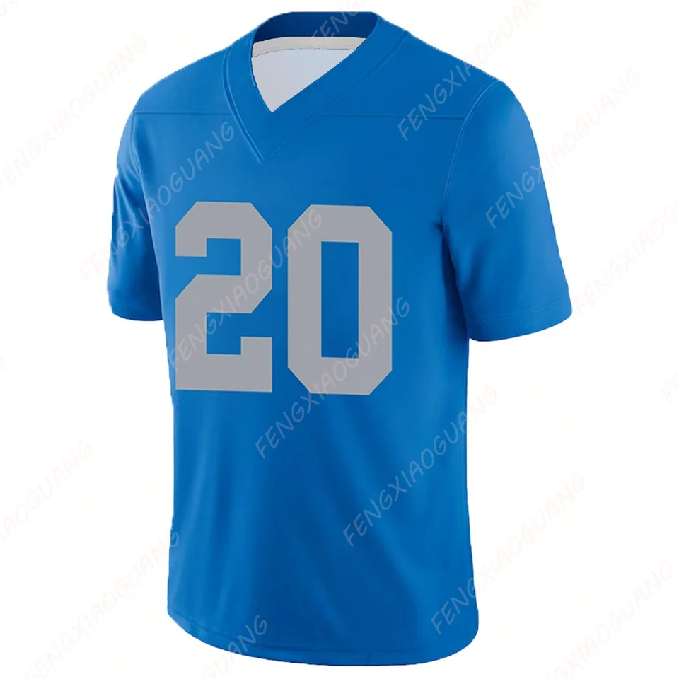 Pánsky Barry Sanders Detroit Lions Jersey Outdoor Pow Absorbent rýchleho suchého futbalového dresu Summer Classic Jersey Tričko Nové