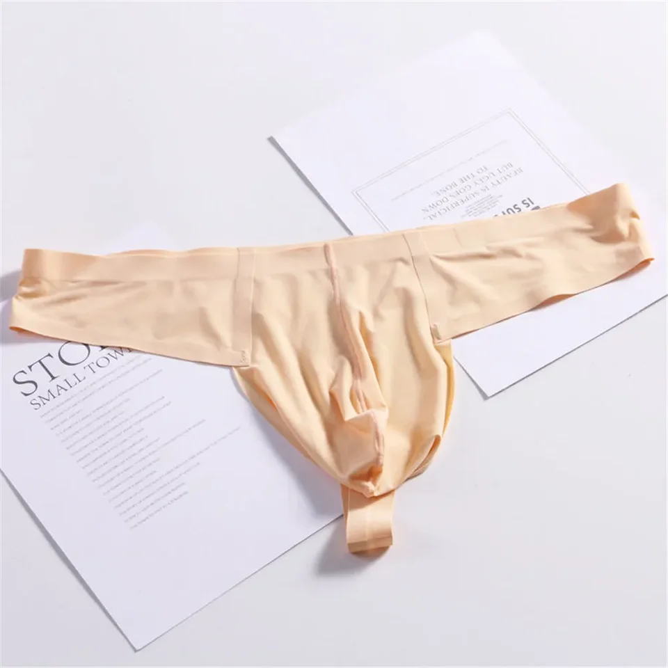 Pánsky jeden kus tanga v ľadovom hodvábu ultra tenký sexy u konvexný g-string spodná bielizeň
