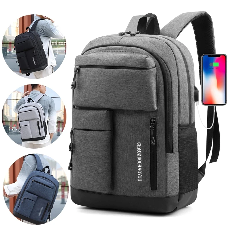 Pánsky notebook USB nabíjanie batohskej tašky Rucksnack Multifunkčný vodotesný backbag cestovné day