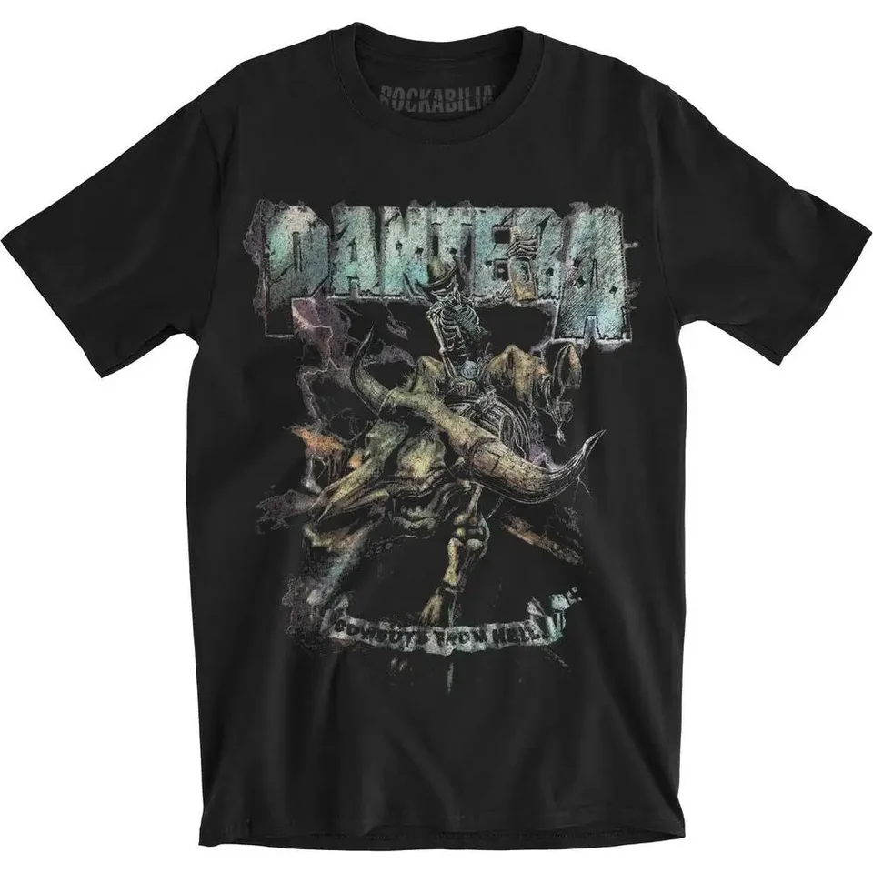 Pánsky pantera vintage jazdec Slim Fit Tričko Veľké čierne odpaliská y2k topy unisex letné letné rukávy