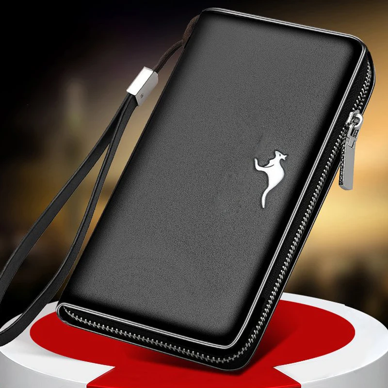 Pánsky pas Passport Peňaženka Zipper Men Coin Coin Módne peňaženky pre mužov zápästie Dlhá spojková taška RFID Card Držiteľ Billfold