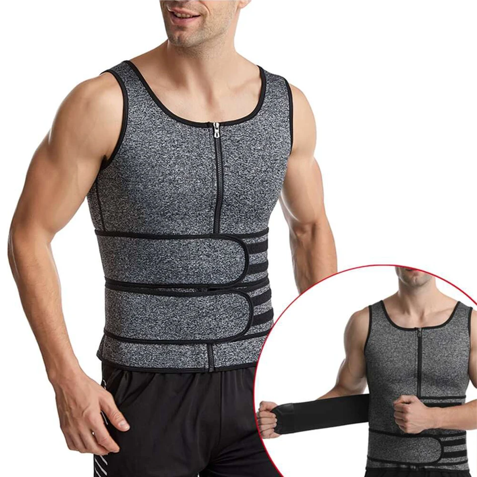Pánsky sauna pásový tréner vesta vesta potia s trimmerovým pásom Workout Tank Top Body Shaper Fitness Slimming Shapewear