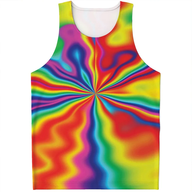 Pánsky tank Top Rainbow Vortex 3D Digital Print vesta leto Harajuku Leisure Mužské odevy 6xl kulturistovú kondíciu Y2K Tops 2024