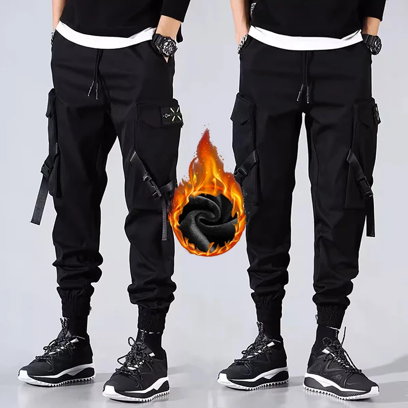Pánsky trend Cool Style Streetwear Goth Pants Denné plyšové zhustené dizajnérske nohavice Vysoko kvalitné viacvýchkové vrecká Príležitostné nákladné nohavice