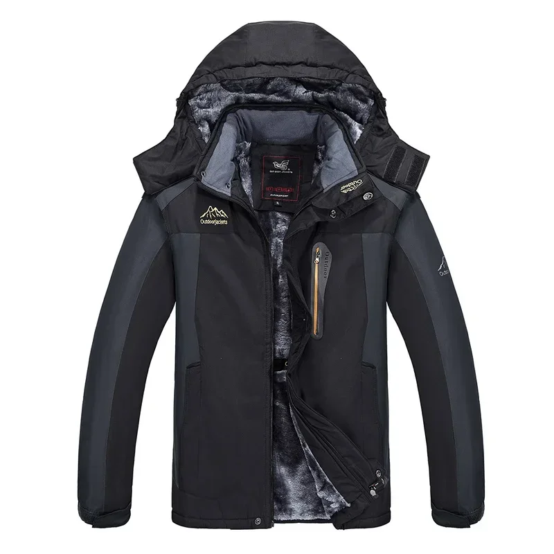 Pánsky veterný breaker plus veľkosť 8xl 9xl zimná bunda Men nepremokavá vetrproty zamatový teplý park kabát cestovný ruch Tourism Mountain Snow Caat