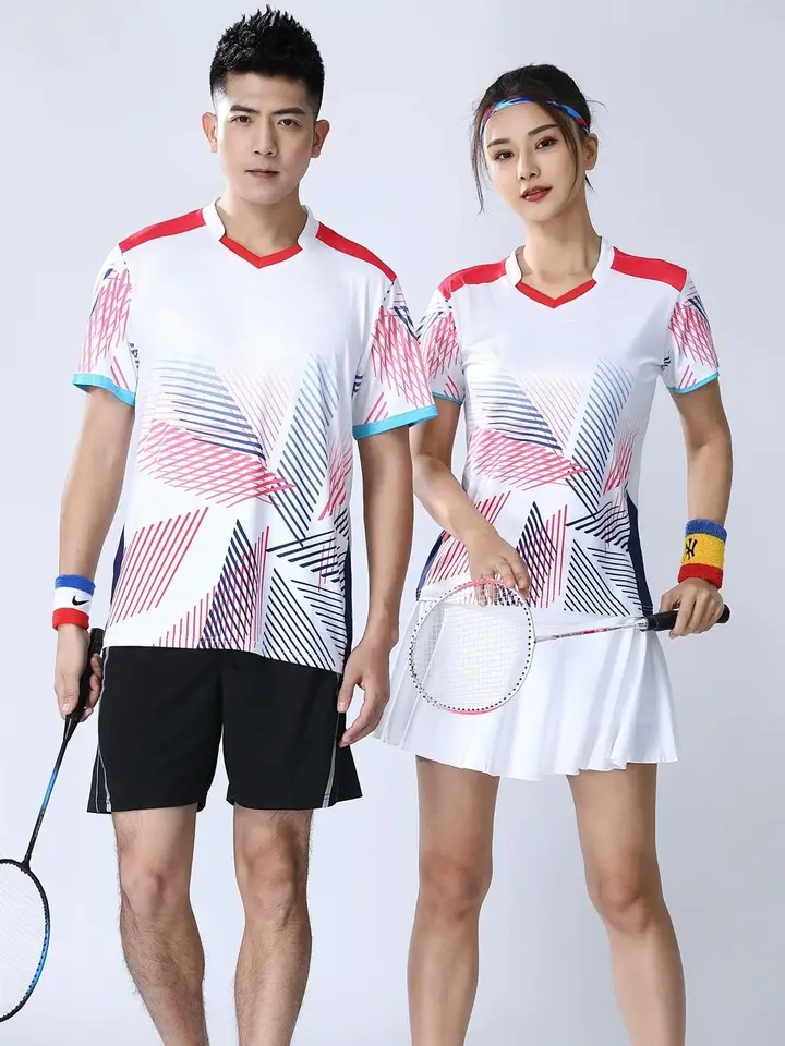 Pár badminton set Pánske jar/leto s krátkym rukávom Krátky tenisové šaty Top krátke sukne atletické nosenie dámskeho rýchleho sušenia CU