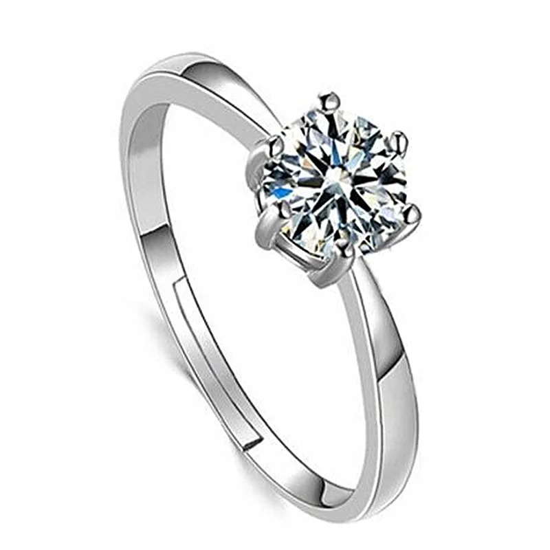 Pár darček Fine 925 Sterling Silver Moissanit Rings pre ženy krištáľová nastaviteľná veľkosť módnej party Svadobné šperky