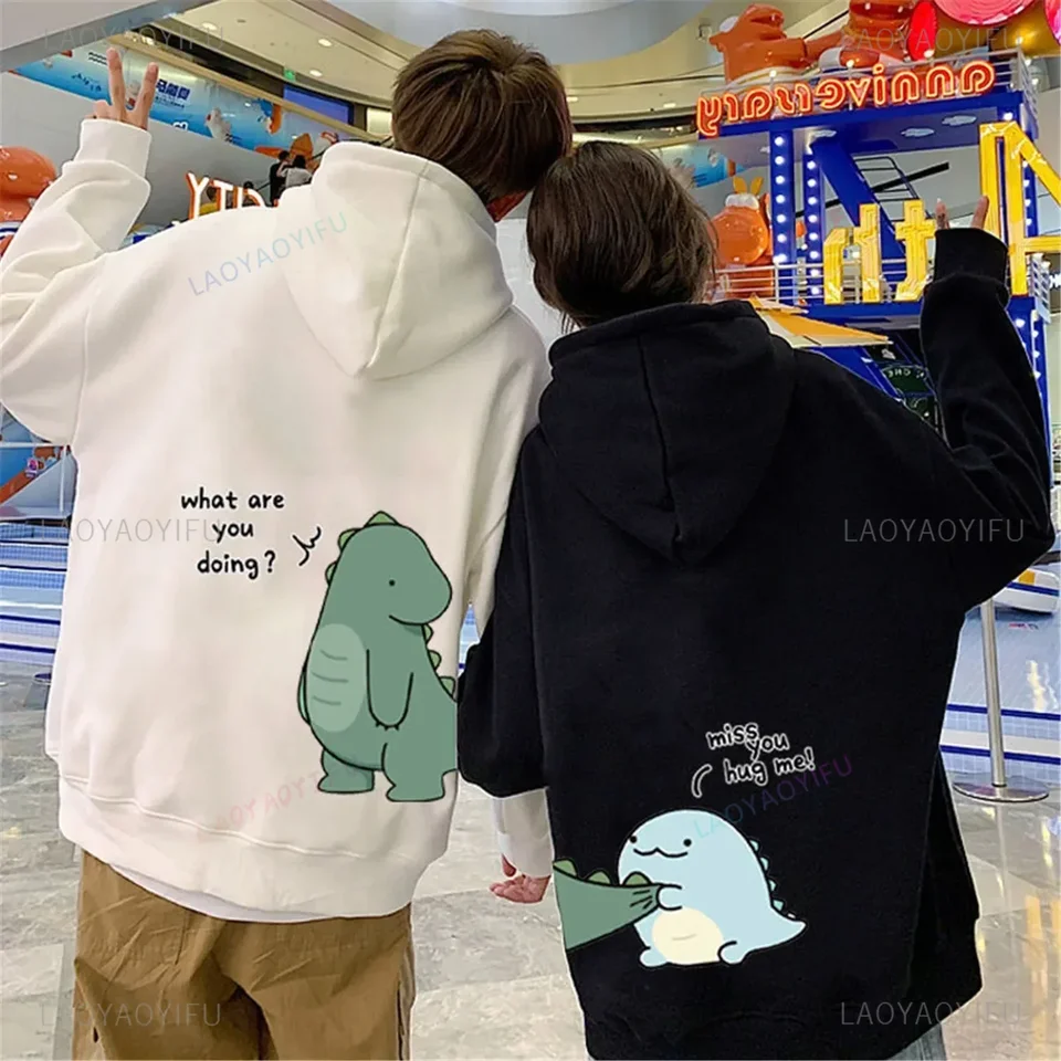 Pár dinosaurus pullover punk kórejský karikatúra tlačiareň.