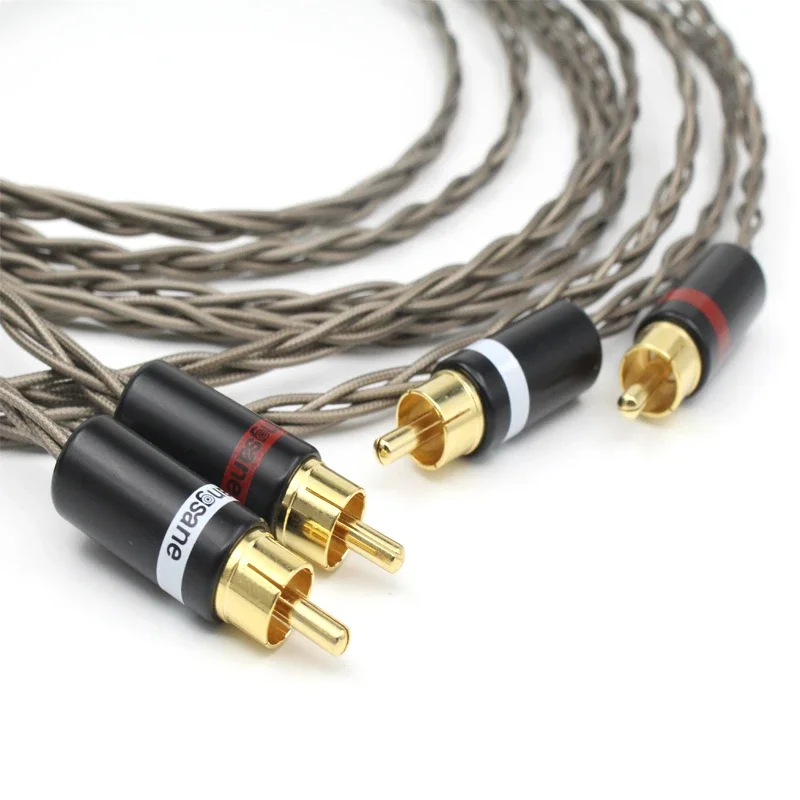 Pár HIFI Audio RCA kábel 2 samec až 2 samec strieborný signálna línia pre prehrávač CD zosilňovača