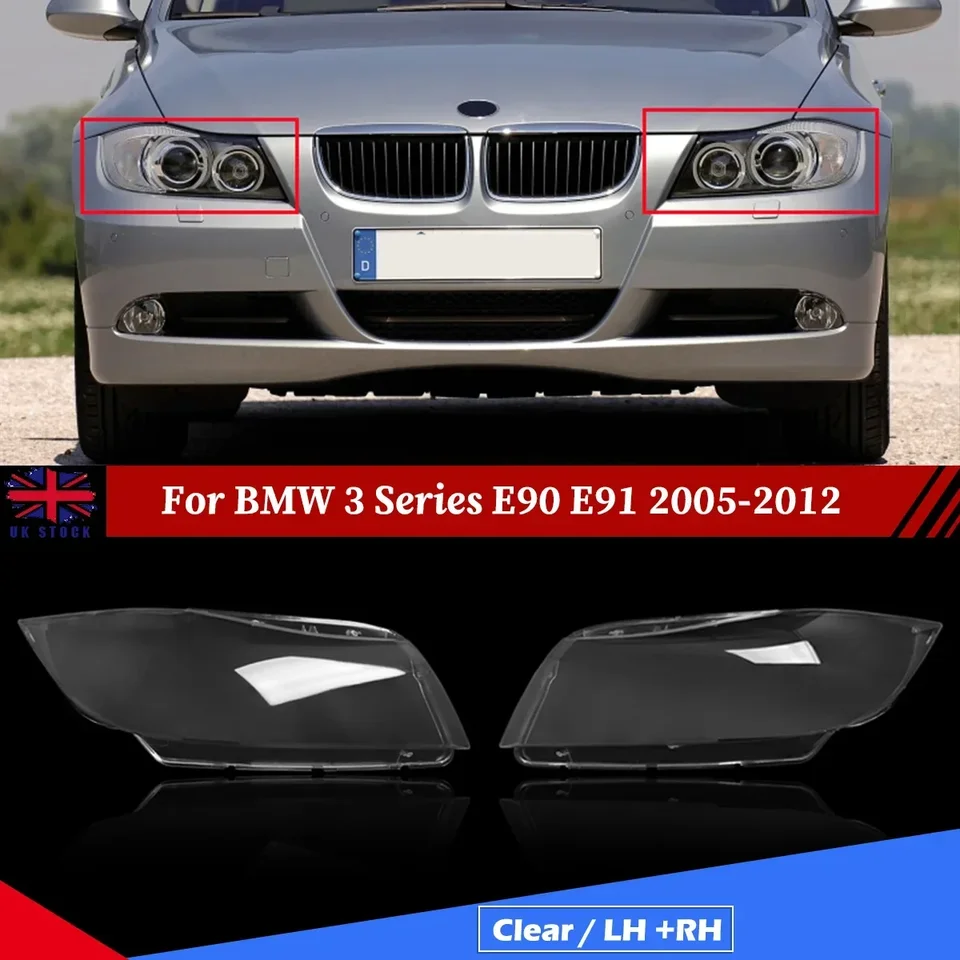 Pár krytu predného svetlometu pre Clear šošovky pre BMW 3 Series E90 E91 320I 2005 2006 2007 2008